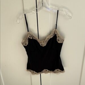 Ann Taylor Black Top with Lace Trim